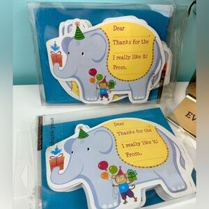 Elephant Kids Thank You gift cards, set of 2 boxes, new with tags